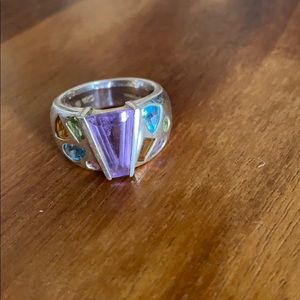 Sterling silver cocktail ring with multiple stones